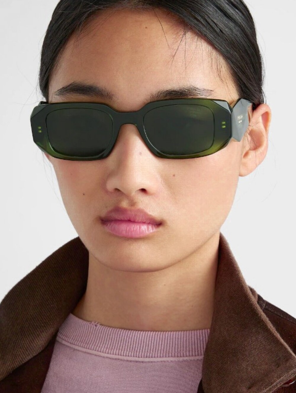 New Frye & Co Green Smoke 3D Geometric 100% UV Protection Ladies Sunglasses